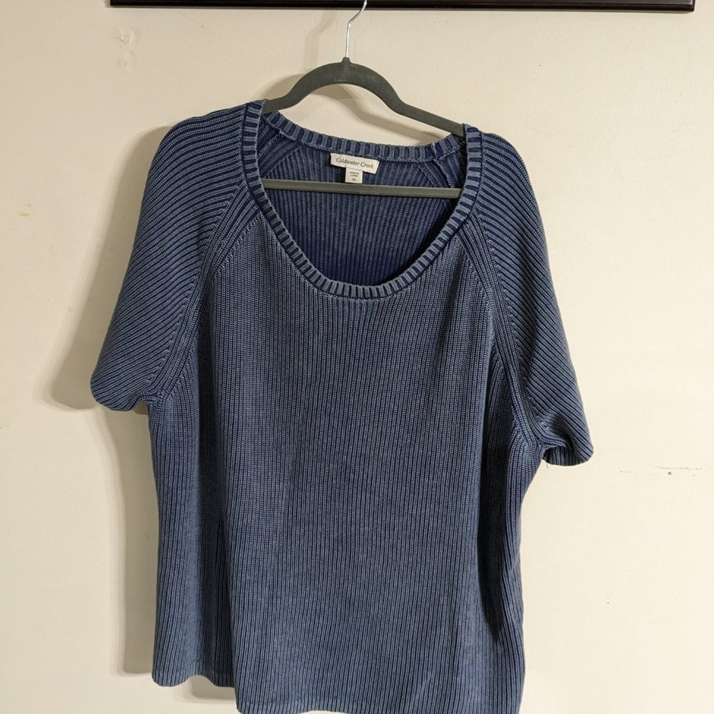 Loft size 3x Demin Blue Short Sleeve Knit Sweater